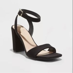 a new day Black Block Heel Ankle Strap Sandals
